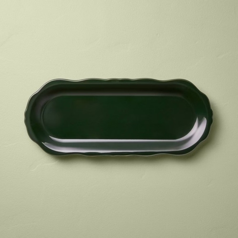 Stoneware Oval Serving Tray Dark Green - Hearth & Hand Magnolia, Target